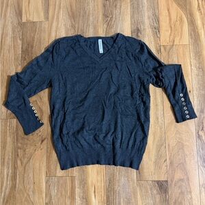 Zenana Outfitters Charcoal V-Neck Sweater